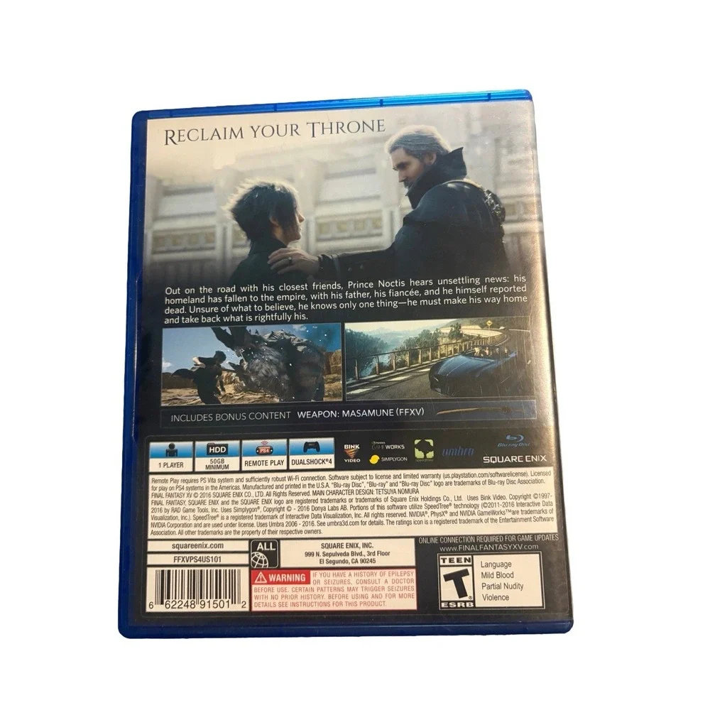 Final Fantasy 15 XV Day‎ One Edition (PlayStation 4, 2016) PS4